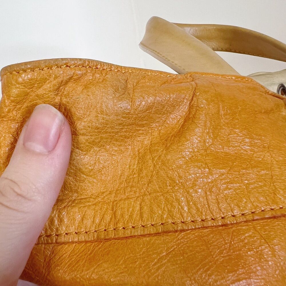 Maurizio Taiuti Italian Orange Leather Handbag Crossbody Purse - Picture 10 of 12